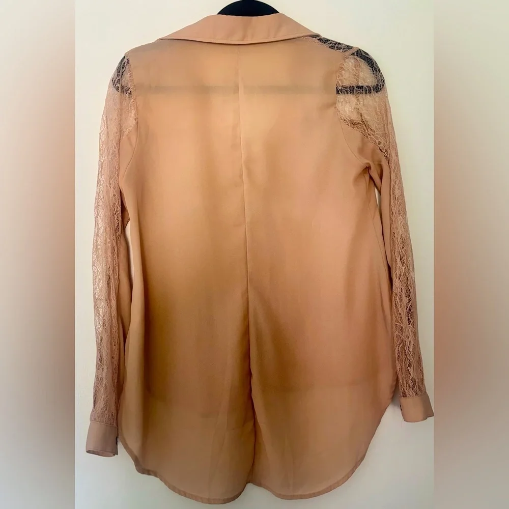 Love Riche Lace Button Down Dress Shirt Blouse Top - Size Medium